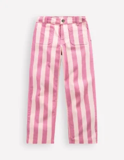 Boden Pantalons|Ensembles Assortis-Jean droit à poches plaquées Rayé rose/ivoire