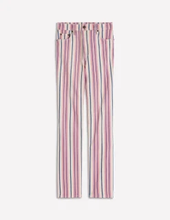 Boden Jeans|Pantalons-Jean droit à taille haute Rayé rose, bleu et ivoire