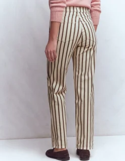 Boden Jeans|Pantalons-Jean droit à taille haute Rayé écru marron