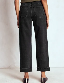 Boden Jeans|Pantalons-Jean droit taille à mi-haute Noir délavé