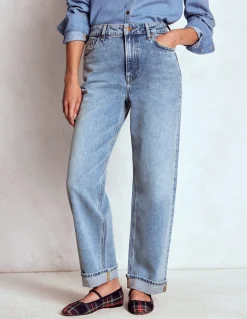 Boden Jeans|Pantalons-Jean droit taille à mi-haute Blanc/Cerf