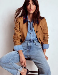 Boden Jeans|Pantalons-Jean droit taille à mi-haute Blanc/Cerf