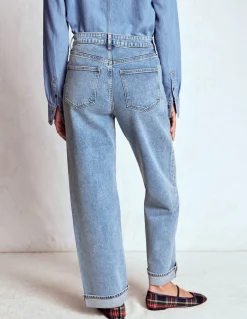 Boden Jeans|Pantalons-Jean droit taille à mi-haute Blanc/Cerf