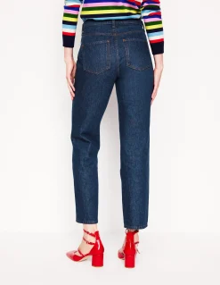 Boden Jeans|Pantalons-Jean droit taille haute Indigo Délavé