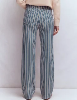 Boden Jeans|Pantalons-Jean droit taille haute Rayé bleu