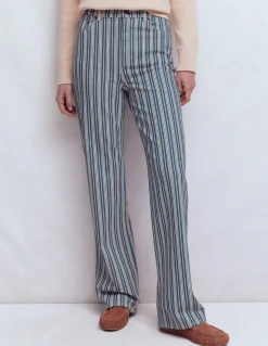 Boden Jeans|Pantalons-Jean droit taille haute Rayé bleu