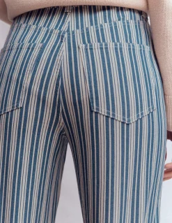 Boden Jeans|Pantalons-Jean droit taille haute Rayé bleu