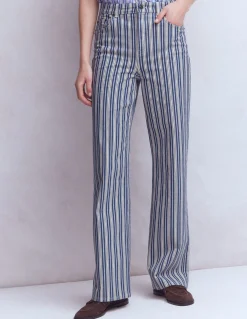 Boden Jeans|Pantalons-Jean droit taille haute Rayé bleu