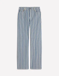 Boden Jeans|Pantalons-Jean droit taille haute Rayé bleu