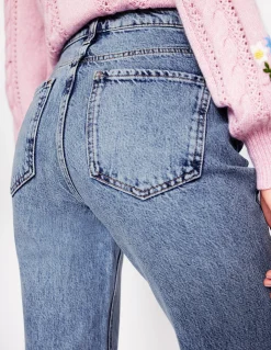 Boden Jeans|Pantalons-Jean droit taille haute Blanc/Cerf