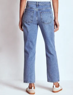 Boden Jeans|Pantalons-Jean droit taille haute Blanc/Cerf