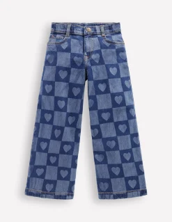 Boden Pantalons-Jean large Motif Heart Checkerboard denim