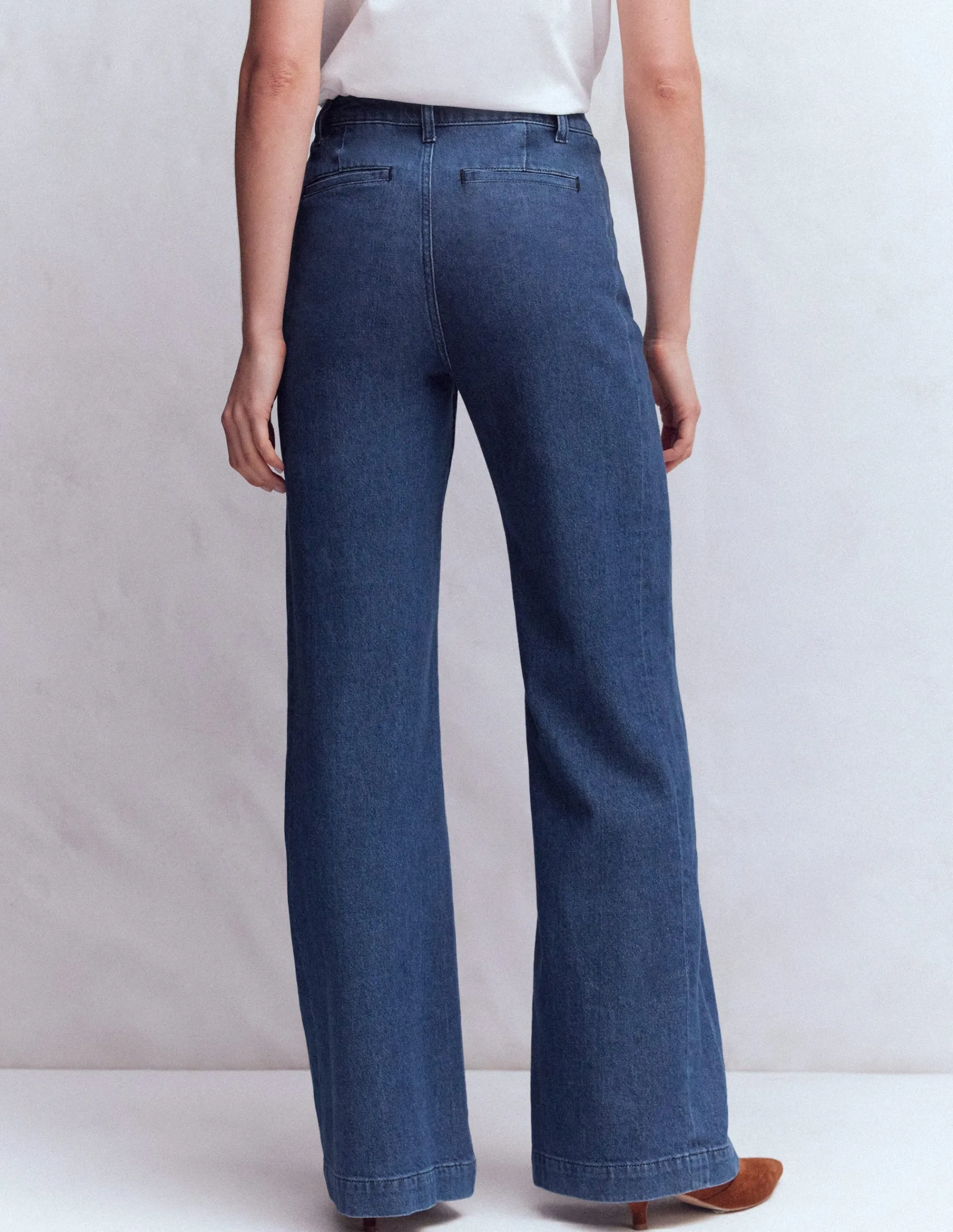 Boden Jeans|Pantalons-Jean large à poches passepoilées Vintage moyen