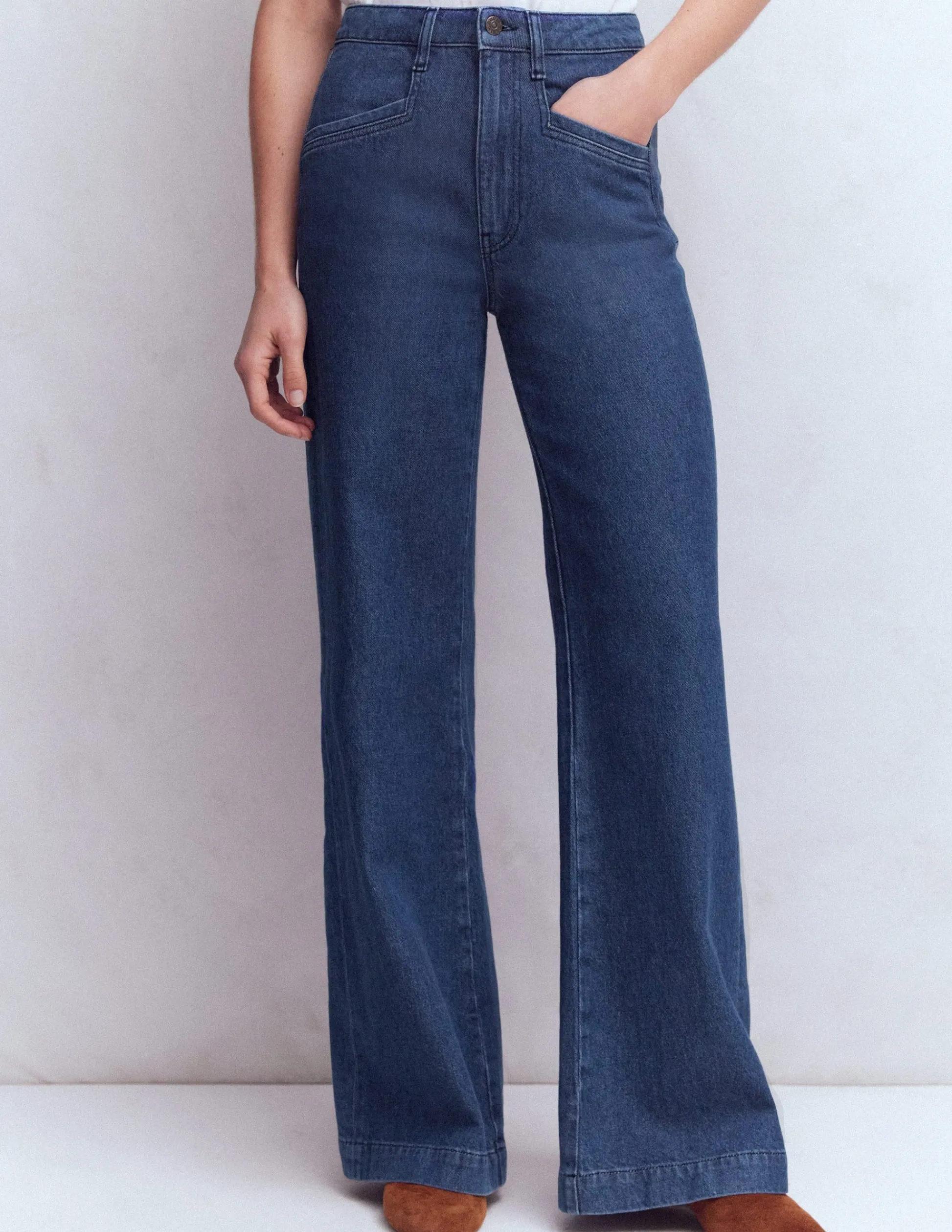 Boden Jeans|Pantalons-Jean large à poches passepoilées Vintage moyen