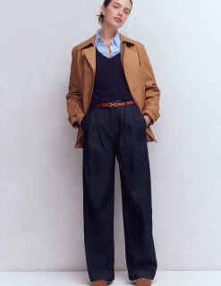 Boden Jeans|Pantalons-Jean large plissé Indigo Délavé