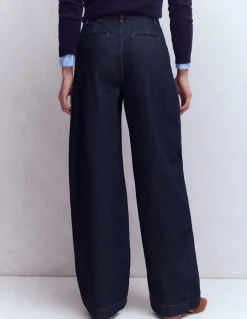 Boden Jeans|Pantalons-Jean large plissé Indigo Délavé