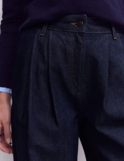 Boden Jeans|Pantalons-Jean large plissé Indigo Délavé