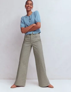 Boden Jeans|Pantalons-Jean large taille haute Rayé bleu