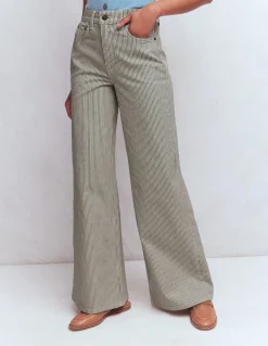 Boden Jeans|Pantalons-Jean large taille haute Rayé bleu