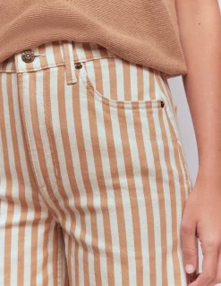 Boden Pantalons|Jeans-Jean large taille haute Rayé fauve écru