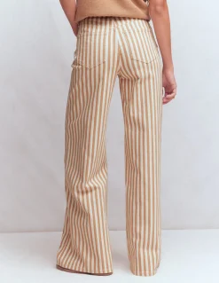 Boden Pantalons|Jeans-Jean large taille haute Rayé fauve écru