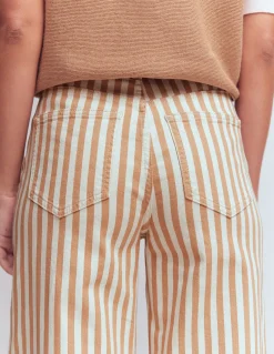 Boden Pantalons|Jeans-Jean large taille haute Rayé fauve écru