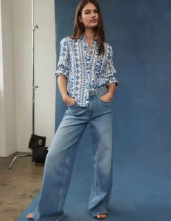 Boden Jeans|Pantalons-Jean large taille haute Blanc/Cerf