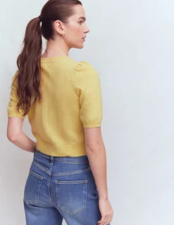 Boden Cachemire|Pulls & Gilets-Joli cardigan court Jaune grès
