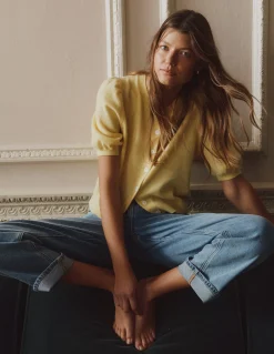 Boden Cachemire|Pulls & Gilets-Joli cardigan court Jaune grès