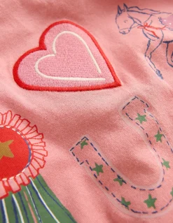Boden Tops & T-Shirts-Joli T-shirt à volants Motif équestre rose amande