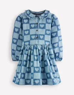 Boden Robes-Jolie robe-chemise Motif Heart Stamp denim