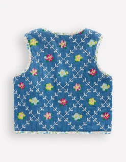 Boden Manteaux & Vestes-Jolie veste sans manches matelassée Denim brodé