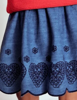 Boden Jupes & Jupes-Shorts-Jupe brodée à enfiler Bleu chambray