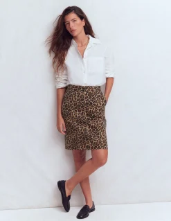 Boden Jupes-Jupe droite en jean Imprimé léopard