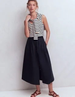 Boden Jupes-Jupe Emma en lin Bleu marine