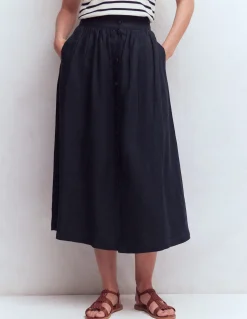 Boden Jupes-Jupe Emma en lin Bleu marine