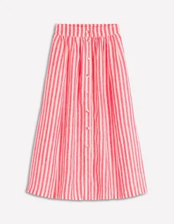 Boden Jupes-Jupe Emma en lin Rayé rouge coquelicot et ivoire