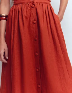 Boden Jupes-Jupe Emma en lin Orange brûlé