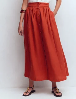 Boden Jupes-Jupe Emma en lin Orange brûlé