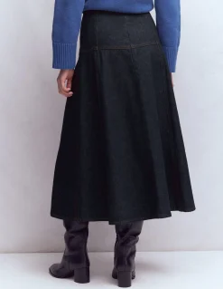 Boden Tenues De Travail|Jupes-Jupe en jean à empiècements Indigo