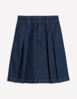 Boden Jupes-Jupe en jean plissée Indigo