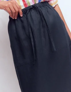 Boden Jupes-Jupe Layla en lin Bleu marine