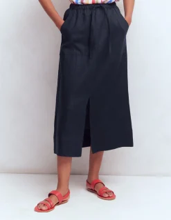 Boden Jupes-Jupe Layla en lin Bleu marine