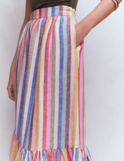Boden Jupes-Jupe longue Abigail en lin À Rayures Multicolores