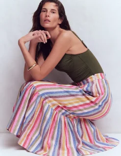 Boden Jupes-Jupe longue Abigail en lin À Rayures Multicolores