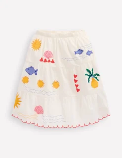 Boden Jupes & Jupes-Shorts|Ensembles Assortis-Jupe midi Brodé ivoire