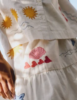 Boden Jupes & Jupes-Shorts|Ensembles Assortis-Jupe midi Brodé ivoire