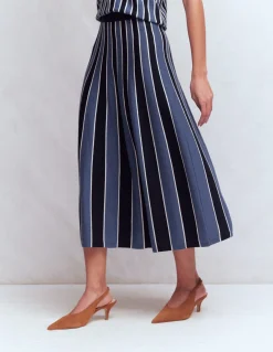 Boden Tenues De Travail|Jupes-Jupe midi Liz en maille Rayé bleu marine authentique