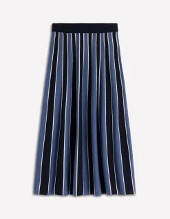 Boden Tenues De Travail|Jupes-Jupe midi Liz en maille Rayé bleu marine authentique
