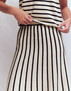 Boden Tenues De Travail|Ensembles Assortis-Jupe midi Liz en maille Ivoire, bleu marine